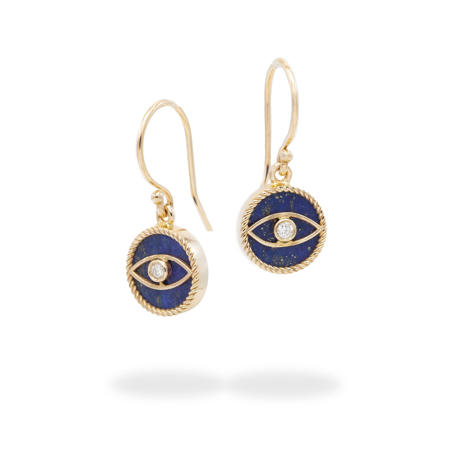 Evil Eye Earrings - Lapis and Diamond