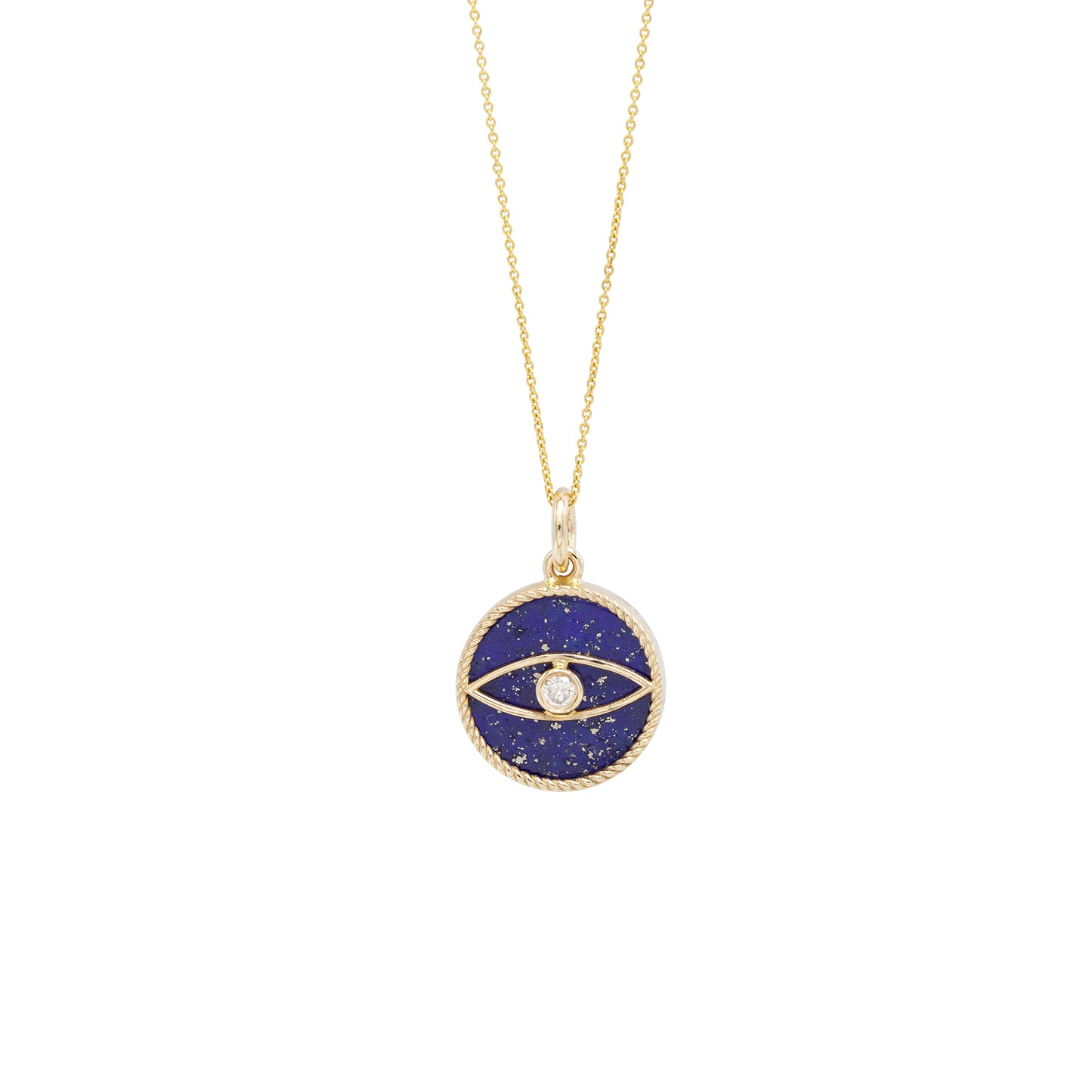 Lapis and Diamond Evil Eye Necklace